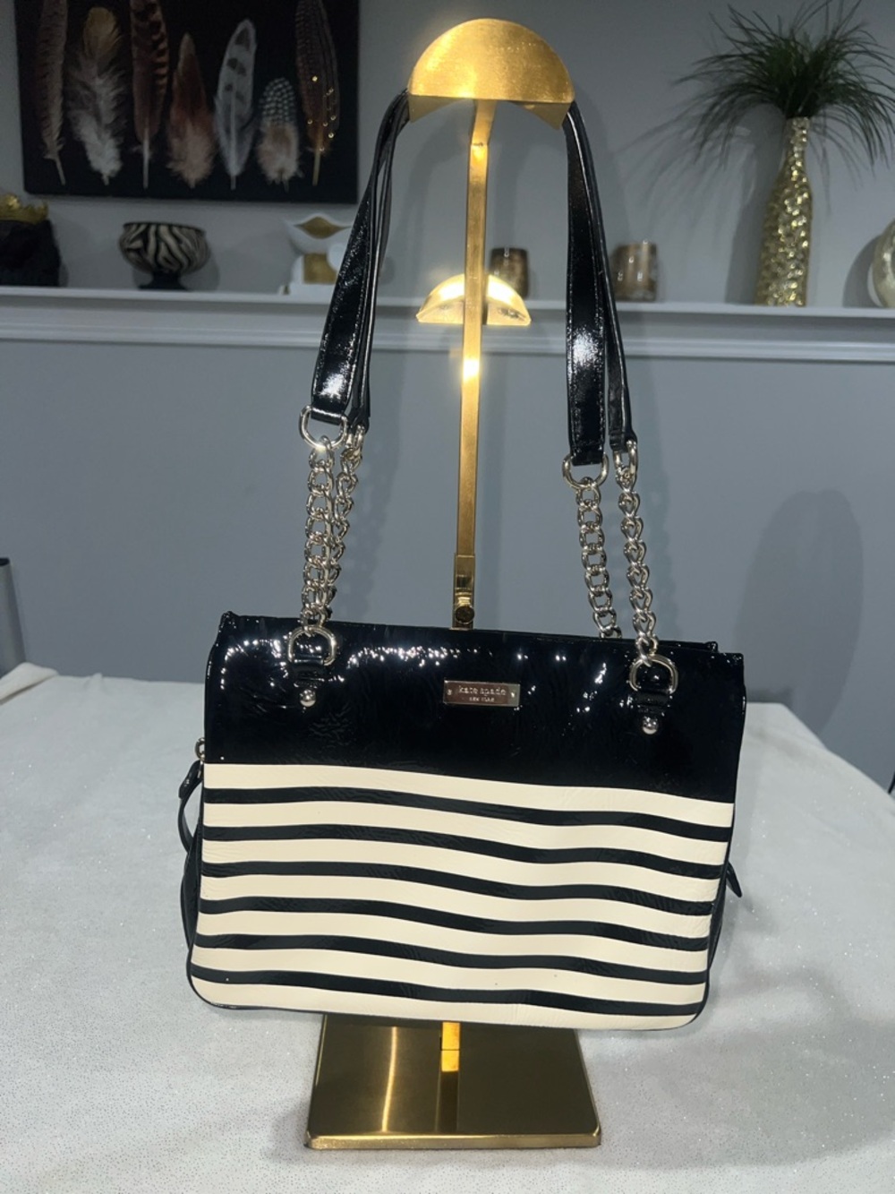 kate spade StoryBook Lining Patent Shoulder Bag with Chain Straps